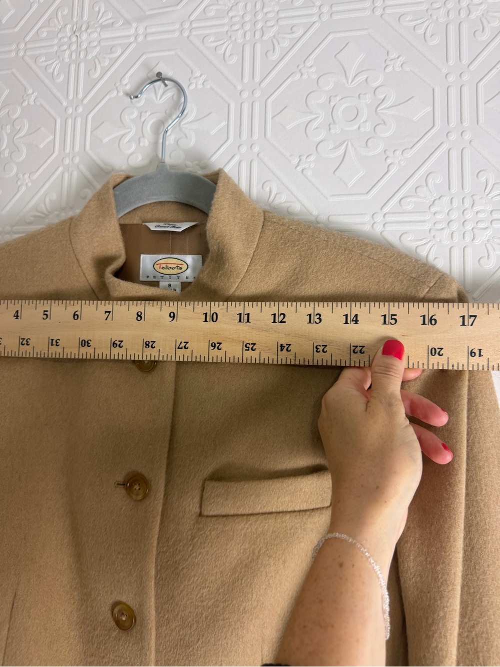 Camel Hair Blazer Made in Italy Stand Collar Jacket Talbots Petites 8 Women VTG - Picture 4 of 12